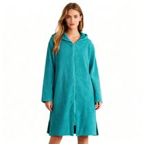 Poncho de toalha Weecreeture com zíper com capuz XL Deep Lagoon