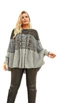 Poncho de trico feminino preto 52193 Poncho de trico feminino preto 52193