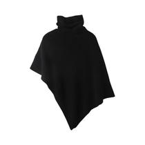 Poncho Feminino De Cashmere Macio E Quente Com Gola Alta, Xale De Lã 100% Tricotado, Pulôver Com