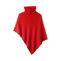 Poncho Feminino De Cashmere Macio E Quente Com Gola Alta, Xale De Lã 100% Tricotado, Pulôver Com
