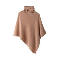 Poncho Feminino De Cashmere Macio E Quente Com Gola Alta, Xale De Lã 100% Tricotado, Pulôver Com