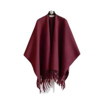 Poncho Feminino De Inverno Quente Dupla Face Em Caxemira, Manta Grossa, Cachecol De Luxo, Capa E