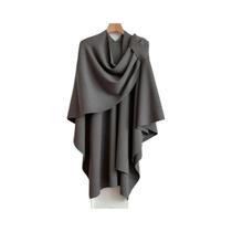 Poncho Feminino De Inverno Quente Em Cor Sólida De Cashmere, Cachecol Designer Dupla Face, Capa