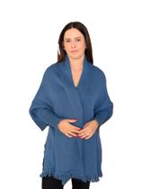 Poncho Feminino de Tricot Inverno com Manga Echarpe Liso Macio e Elegante
