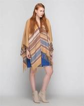 Poncho Feminino Marrom Pieces Tone Cape Poncho Feminino Marrom Pieces Tone Cape