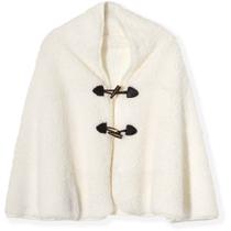 Poncho Feminino Sherpa Liso Branco Cru Tecido Pelúcia Macio Jolitex