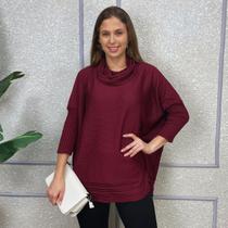 Poncho Feminino Tricô Lã Gola Alta Quente Inverno Estilo