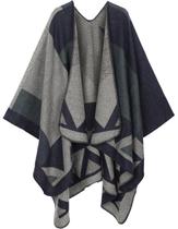 Poncho feminino xadrez de viagem com frente aberta da Shawl Wraps PAMEILA Poncho feminino xadrez de viagem com frente aberta da Shawl Wraps PAMEILA
