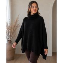 Poncho Gola Alta Tricô Aconchegante Feminino Blusa de Frio Moda Inverno Poncho Gola Alta Tricô Aconchegante Feminino Blusa de Frio Moda Inverno