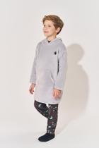 Poncho Infantil Menino Dinossauro Cinza Divertto Poncho Infantil Menino Dinossauro Cinza Divertto