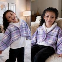 Poncho Infantil Sherpa Xadrez Forrado Manta Capa Inverno Quentinha Poncho Infantil Sherpa Xadrez Forrado Manta Capa Inverno Quentinha
