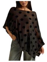 Poncho Shawl Verdusa feminino assimétrico com bolinhas e chiffon