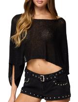 Poncho transparente Cover Up TAQCUX Summer Knit, preto Poncho transparente Cover Up TAQCUX Summer Knit, preto