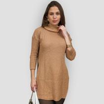 Poncho Tricot Feminino Gola Alta Croche com Punho Inverno Poncho Tricot Feminino Gola Alta Croche com Punho Inverno