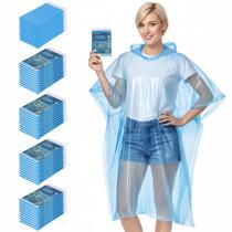 Ponchos de chuva descartáveis APEXUP impermeáveis, pacote com 50 unidades, azul Ponchos de chuva descartáveis APEXUP impermeáveis, pacote com 50 unidades, azul