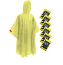 Ponchos de chuva descartáveis Hitituto, pacote com 6, amarelos, impermeáveis, com capuz