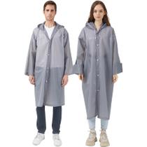 Ponchos de chuva UPSEN para adultos e mulheres, pacote com 2 unidades, EVA, cinza reutilizável
