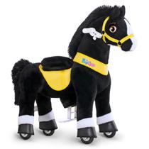 Pônei de Pelúcia Montável PonyCycle Modelo E Preto, 90 cm de altura