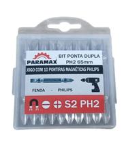 Ponta Bit Philips Fenda Dupla Magnética 65mm 10pc Paramax