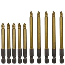 Ponta Bits PH2 70mm 90mm Kit 10 Peças Titânio Magnética Antiderrapante Furadeira Parafusadeira