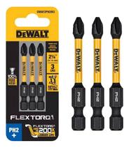 Ponta Bits Phillips PH2 FlexTorq DeWalt com 3 Peças