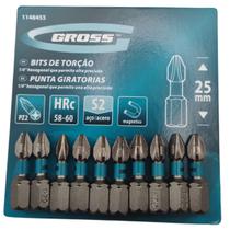 Ponta Btis Pz2 25mm Pozidriv Philips Encaixe rápido magnético Impacto Torção Gross aço cromo 10 peças