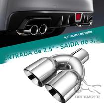 Ponta De Escape Dupla Em Aço Inoxidável Polido, Entrada De 2,5 Polegadas, Saída De 3,5 Polegadas,