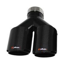 Ponta De Escape Em Aço Inoxidável Preto Com Fibra De Carbono Brilhante Em Forma De Y Com Dupla Saída