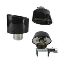 Ponta De Escape Universal Em Fibra De Carbono Brilhante, Oval, Prata Inoxidável, 150mm, Esquerda Ponta De Escape Universal Em Fibra De Carbono Brilhante, Oval, Prata Inoxidável, 150mm, Esquerda