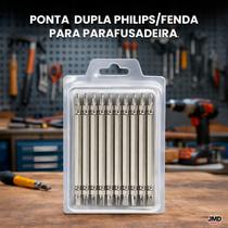 Ponta Dupla para Parafusadeira Philips Fenda PH2 110mm Imantada Ponta Dupla para Parafusadeira Philips Fenda PH2 110mm Imantada