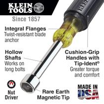 Ponta magnética Nut Driver Klein Tools 630-3/16M, pacote de 3 mm com 2