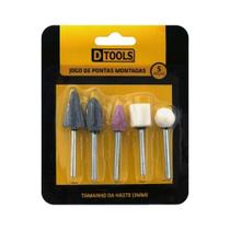 Ponta Montada Abrasiva Para Micro Retífica Kit 5 Peças Haste 3mm - Dtools