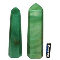 Ponta Quartzo Verde Pedra Natural Sextavado 17 a 18cm Tipo B