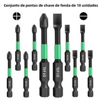 Pontas De Chave De Fenda Magnética Antiderrapante, 10 Peças, Cabeça Cruzada De 65mm Para Furadeira