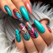 Pontas de unhas artificiais BJR, amêndoa média a longa, 24 peças