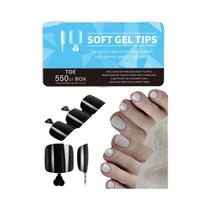 Pontas De Unhas De Gel Macias Médias E Curtas 550pcs Almond Coffin Stiletto Cobertura Total Matte