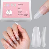 Pontas de unhas de gel macio AILLSA em forma de caixão, 240 unidades transparentes, 10 tamanhos Pontas de unhas de gel macio AILLSA em forma de caixão, 240 unidades transparentes, 10 tamanhos