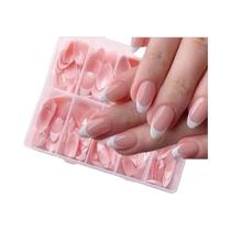 Pontas De Unhas Francesas Em Gel Macio Brilhante Rosa, Formato Almond Médio, Unhas Postiças Brancas, Pontas De Unhas Francesas Em Gel Macio Brilhante Rosa, Formato Almond Médio, Unhas Postiças Brancas,