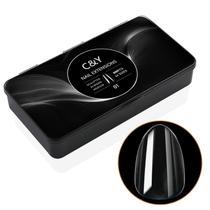 Pontas de unhas postiças esculpidas em ciclismo em amêndoa média x600