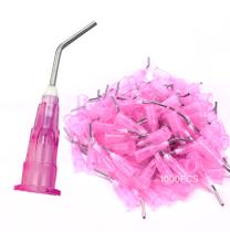 Pontas odontológicas LA MIERE 1000 unidades pré-curvadas calibre 18 rosa