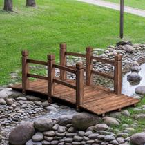 Ponte de Jardim de Madeira Giantex 152 cm em Arco com Corrimãos Ponte de Jardim de Madeira Giantex 152 cm em Arco com Corrimãos