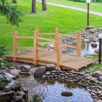 Ponte de Jardim Giantex 152 cm em Madeira Arqueada com Corrimãos, 181 kg