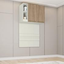 Ponte Modulada 104cm Solteiro 2 Portas Cabeceira Seletto Henn - Areia/Jequitibá