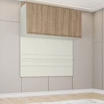 Ponte Modulada 165cm Casal Queen 4 Portas Cabeceira Seletto Henn - Areia/Jequitibá