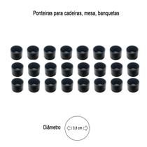 Ponteira 1 1/2 Redonda Externa Para Pé De Cadeira Mesa Bancos Tubular PVC Preta - 24 Peças