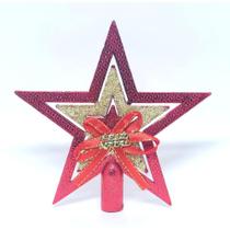 Ponteira de arvore de natal estrela 15cm - vermelho e dourado