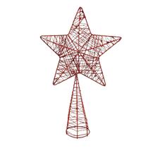 Ponteira De Árvore De Natal Estrela Vermelha 31X20Cm Glitter