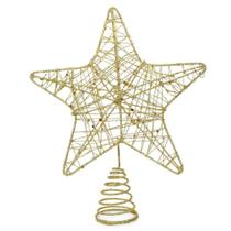 Ponteira De árvore Estrela Aramada Dourada 21cm