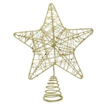 Ponteira De Árvore Estrela Aramada Dourada 21Cm - Gici Christmas