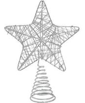 Ponteira de Árvore Estrela Prata Glitter Enfeite Natal 20 cm